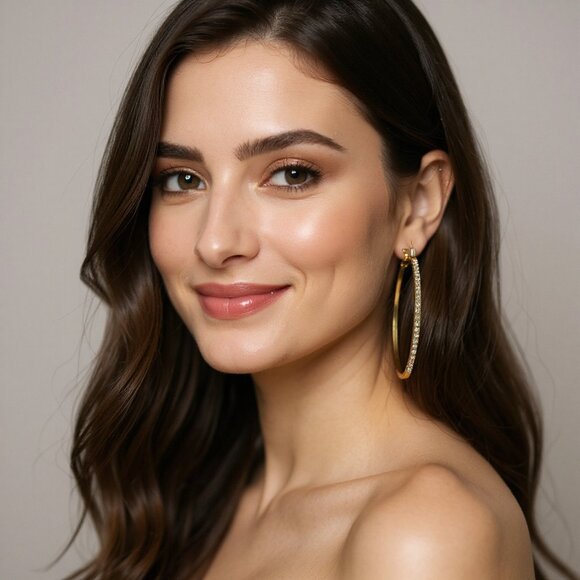 Rhinestone Big Hoop Earrings - Picture 6 of 6